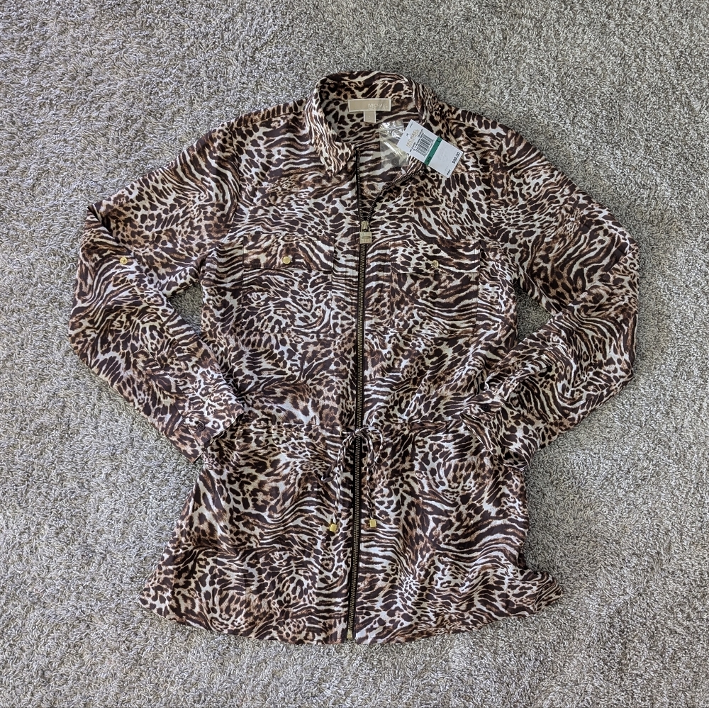 NWT MICHAEL Michael Kors women's zippeeed Top Windbreaker Jacket Or Top